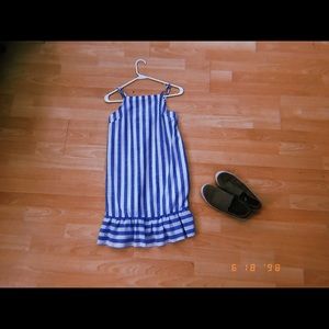 A striped blue and white dress